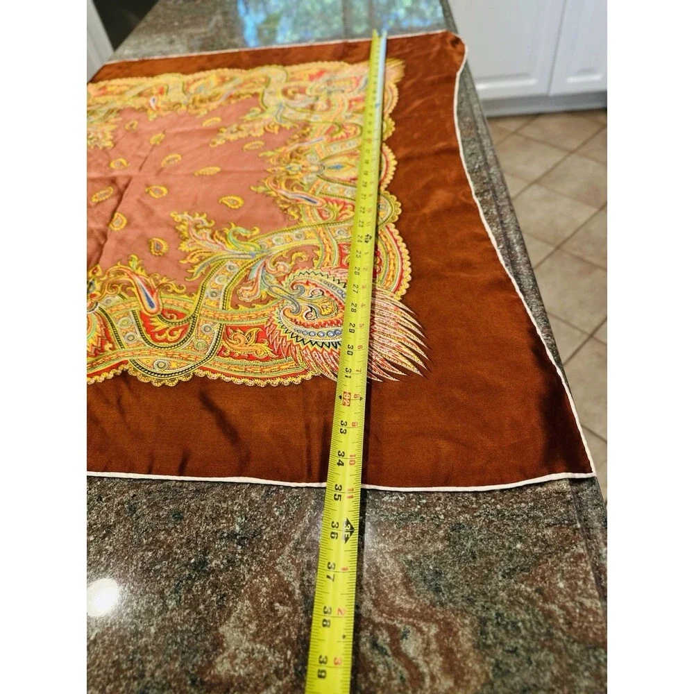 100% Silk Skinny Scarf Twilly Colorful Baroque Como Italy Vintage‎  big see pics